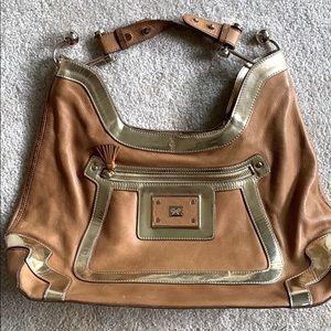 Anya Hindmarch camel & gold handbag